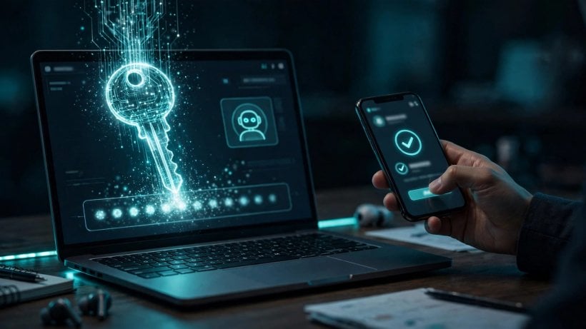 1Password filling a login form for an AI agent while the user approves on a phone and the password stays hidden