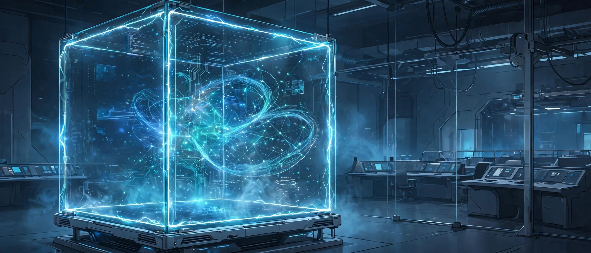 Agent code running inside a transparent protective isolation box