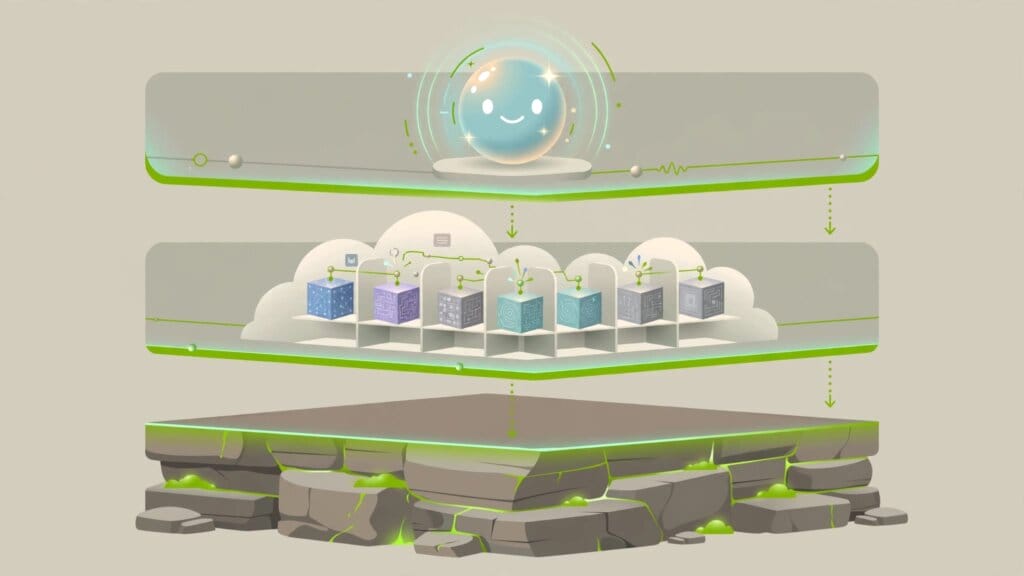 Illustration of Amazon's AI stack: Alexa+, Amazon Bedrock and Nova models