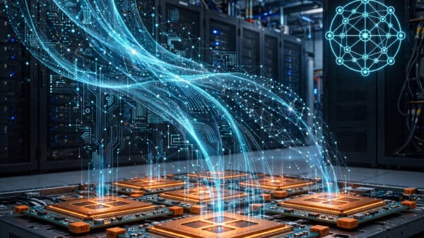 PyTorch code flowing onto Amazon Trainium AI chips in a data centre for TorchNeuron