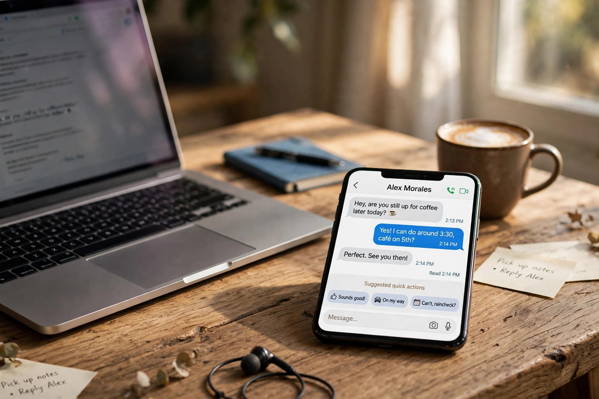 iPhone showing iOS 27.2 Messages suggestions with suggested quick actions