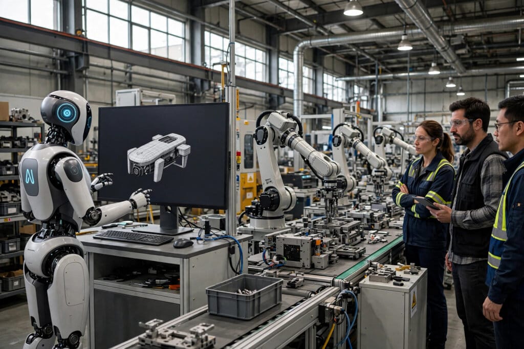 Arda manufacturing AI turning a digital product design into a robotic assembly line in an American factory