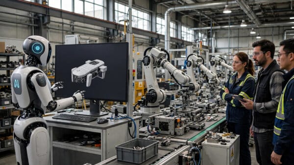 Arda manufacturing AI turning a digital product design into a robotic assembly line in an American factory