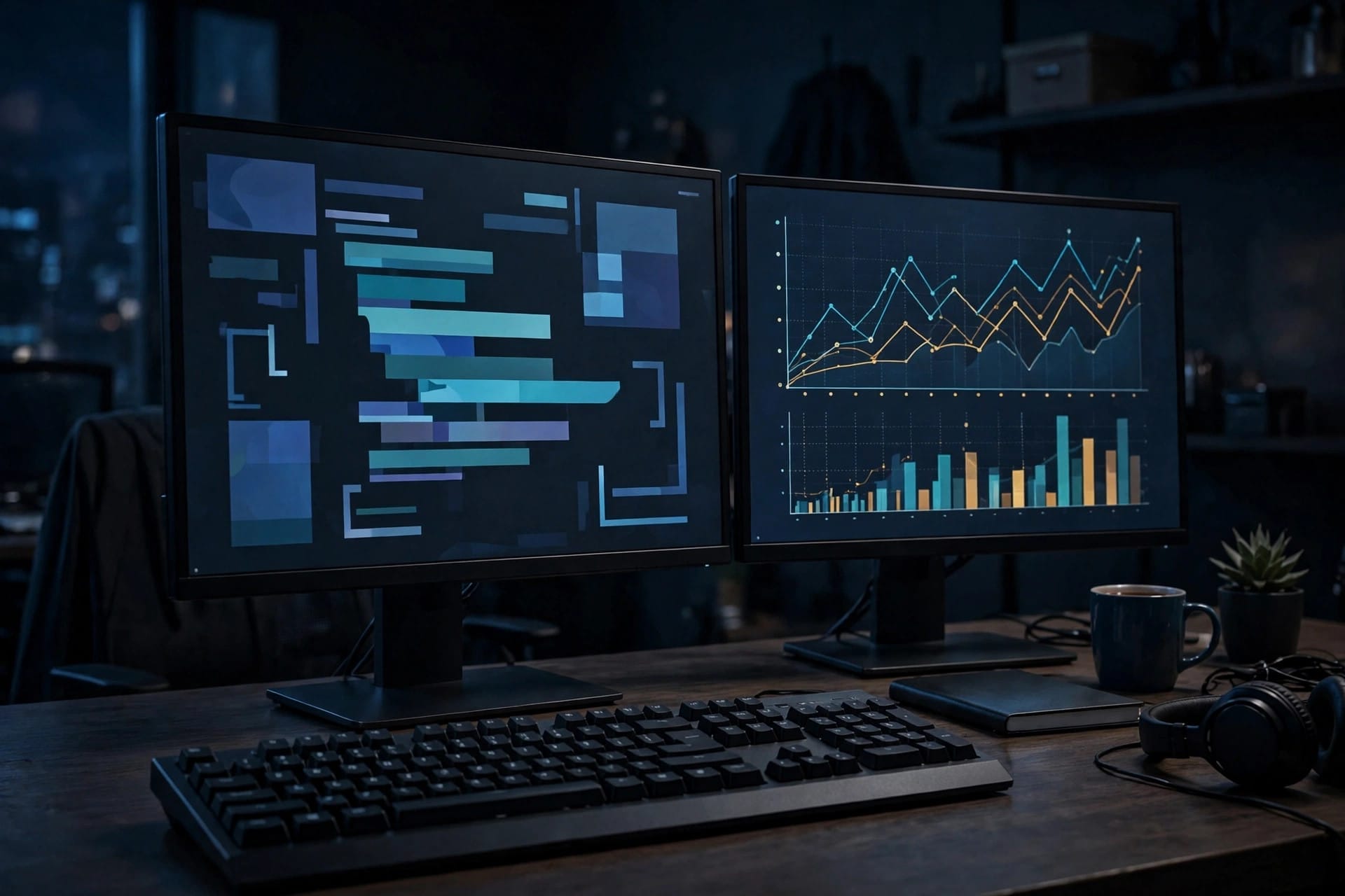 Developer workstation with code and training charts, illustrating custom AI training loops on SageMaker