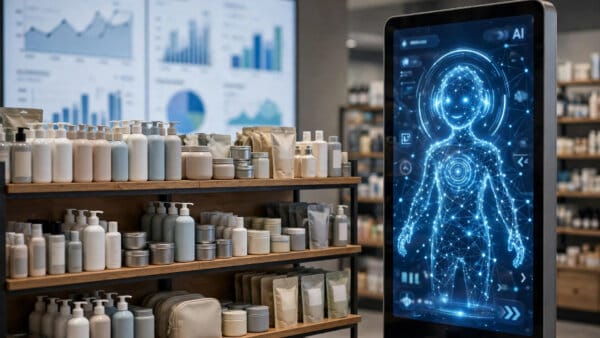 Azoma agentic commerce platform showing brand products recommended by an AI shopping assistant