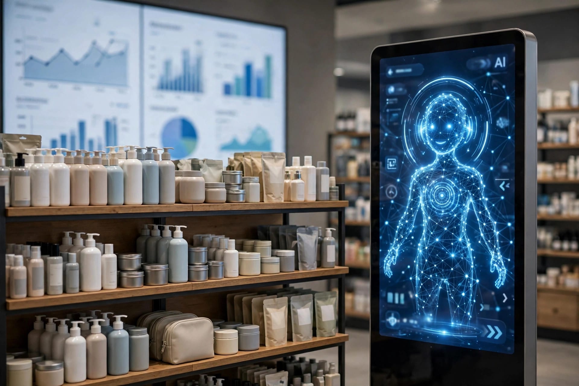 Azoma agentic commerce platform showing brand products recommended by an AI shopping assistant