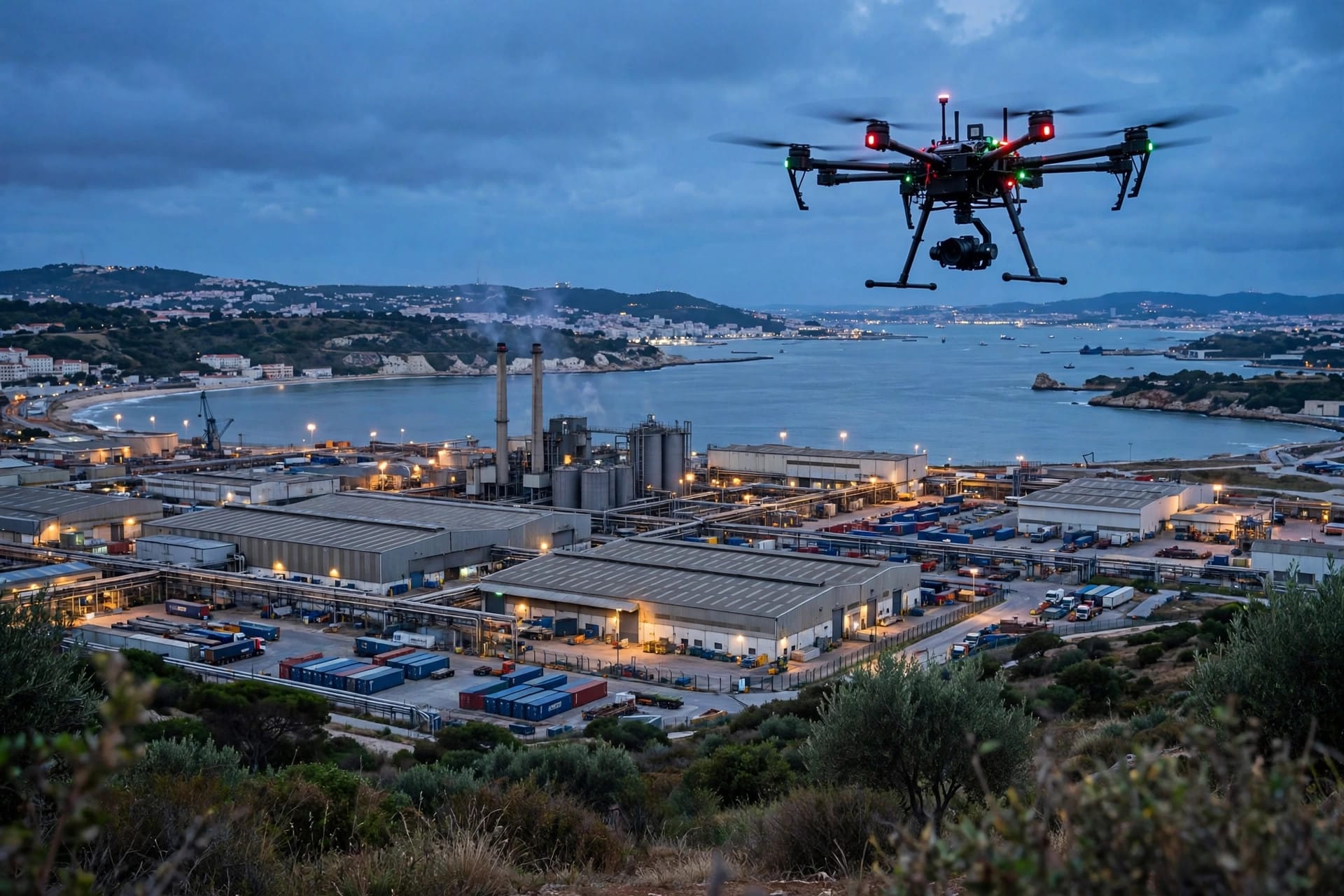 Beyond Vision AI-powered hexacopter drone flying over its Lisbon production base