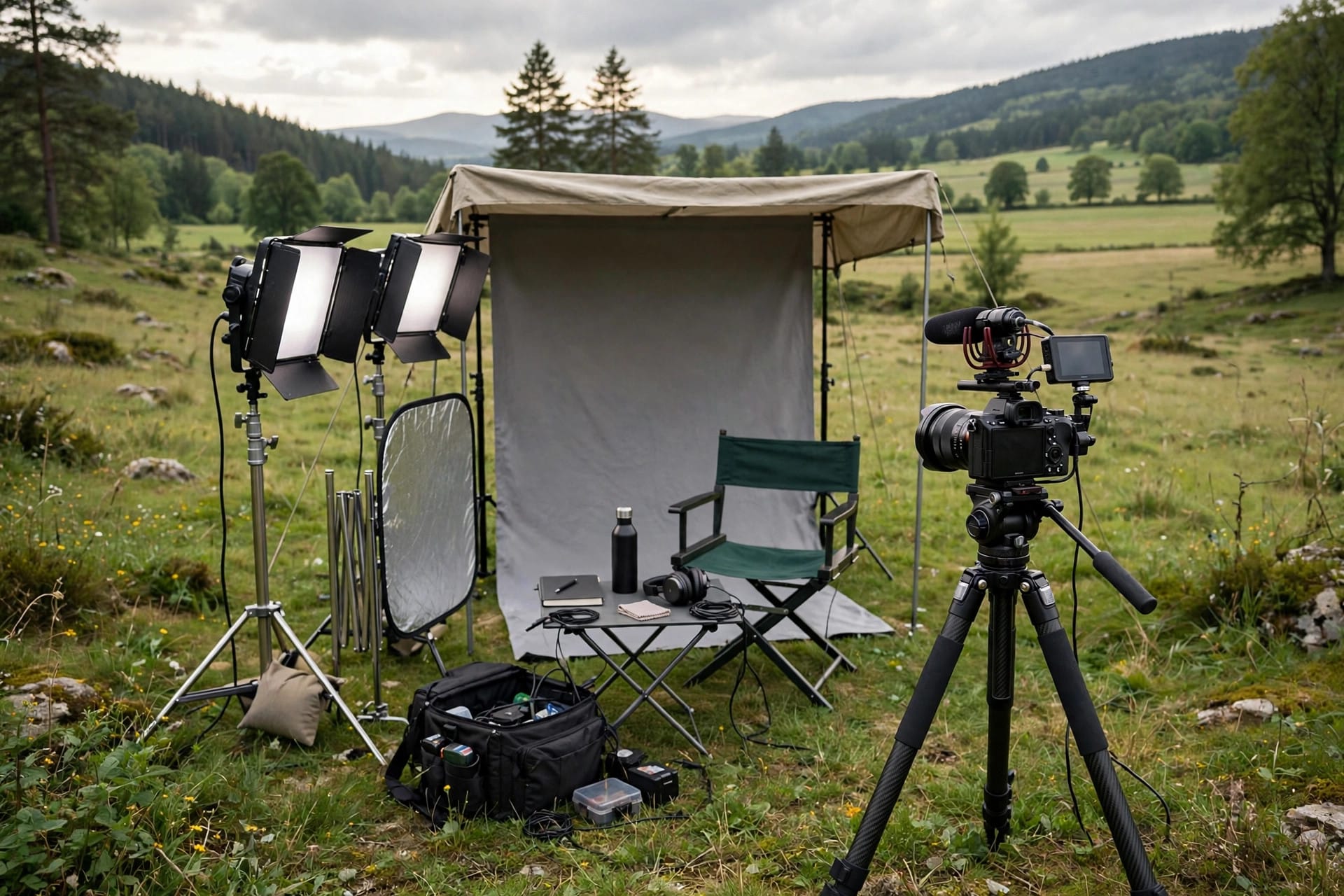 A small studio setup filming a training video