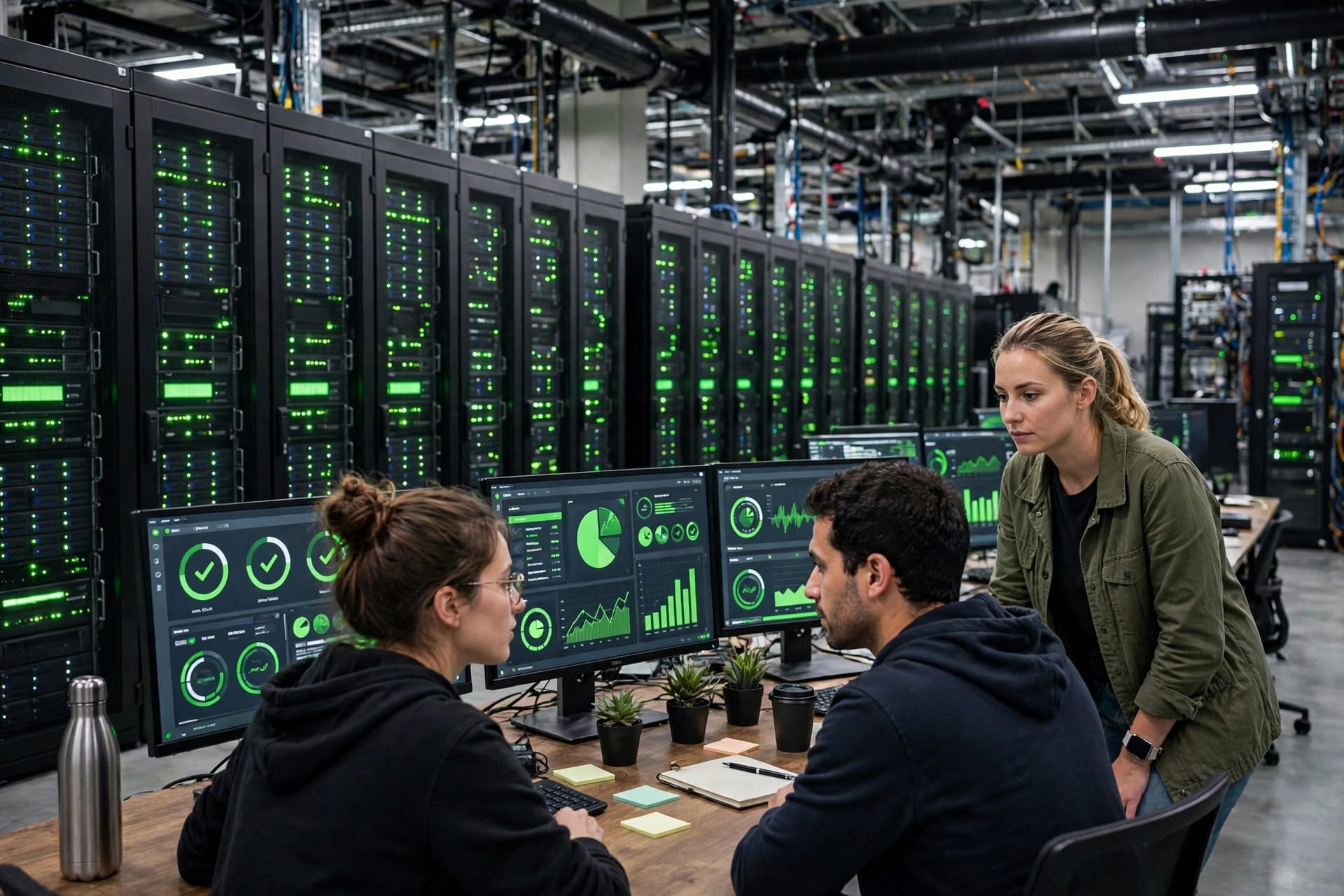 Data centre servers running Blacksmith continuous integration builds and tests for AI-written code