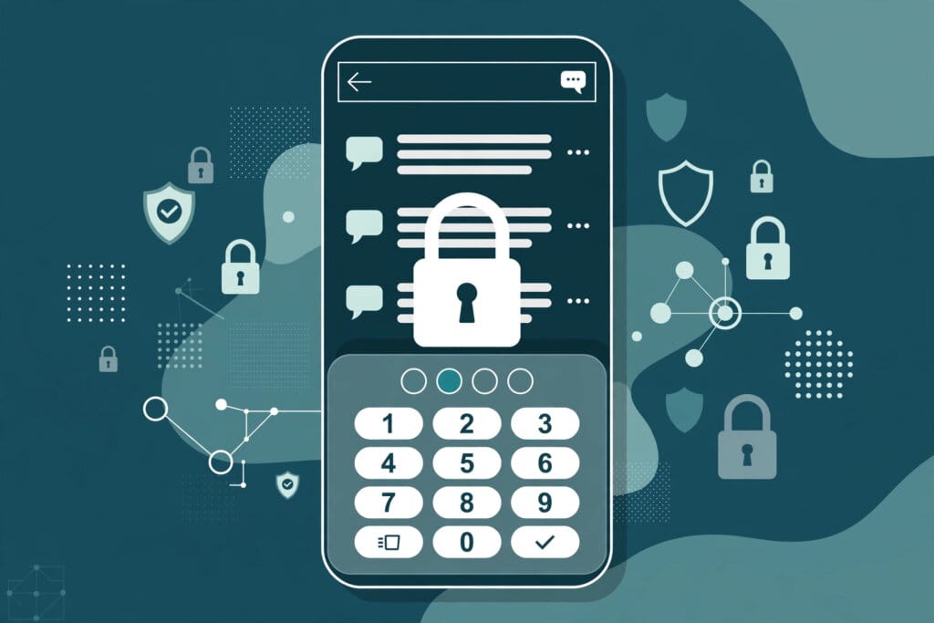ChatGPT Locked Chats on a smartphone behind a padlock and four-digit PIN keypad