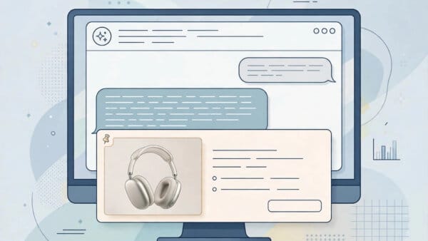 ChatGPT Ads visual card with a large product image shown below an AI answer in ChatGPT