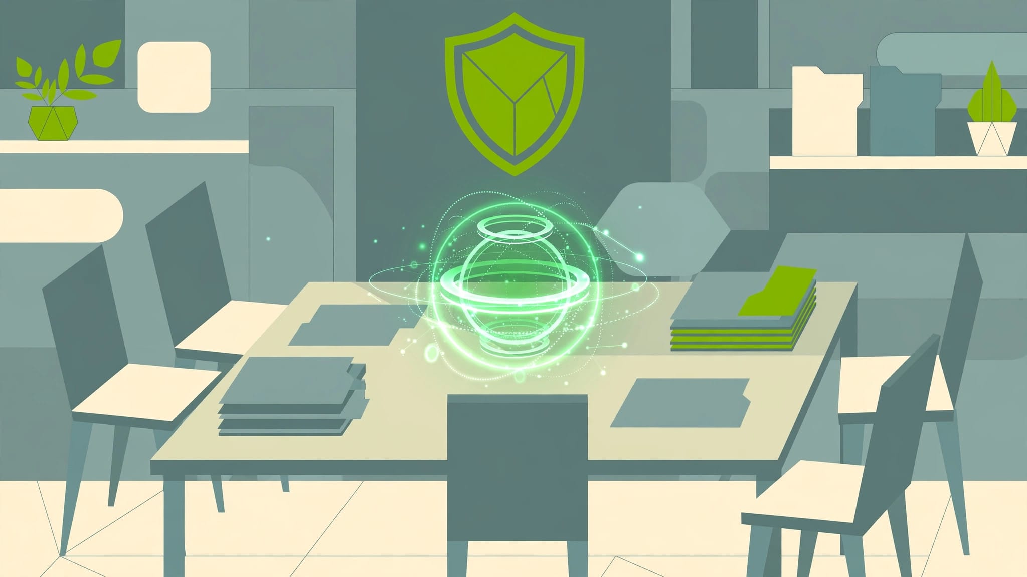 Illustration of a team workspace in ChatGPT Business with shared projects and admin controls