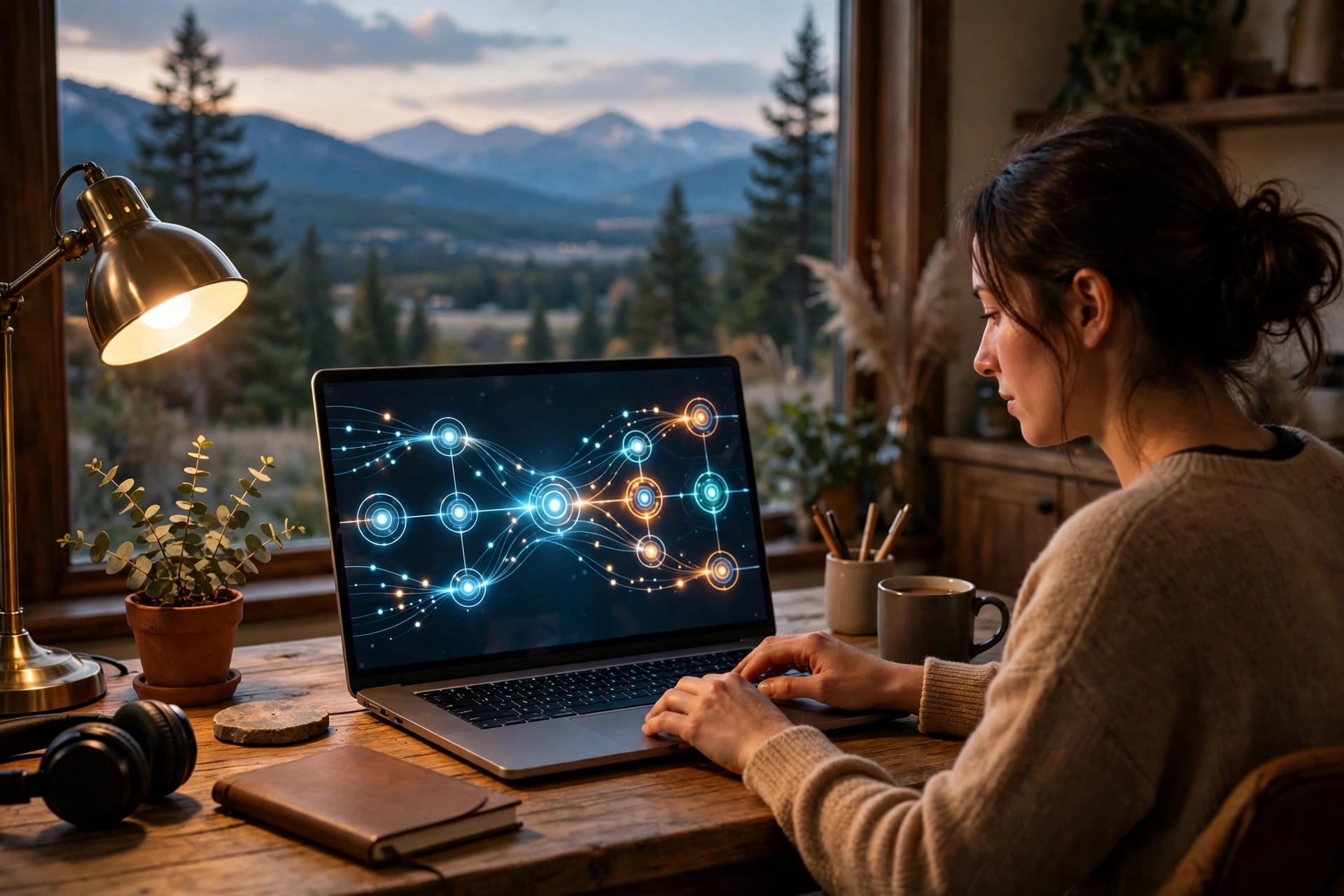 A person using the Claude app on a laptop as auto mode runs agentic tasks without step-by-step approvals