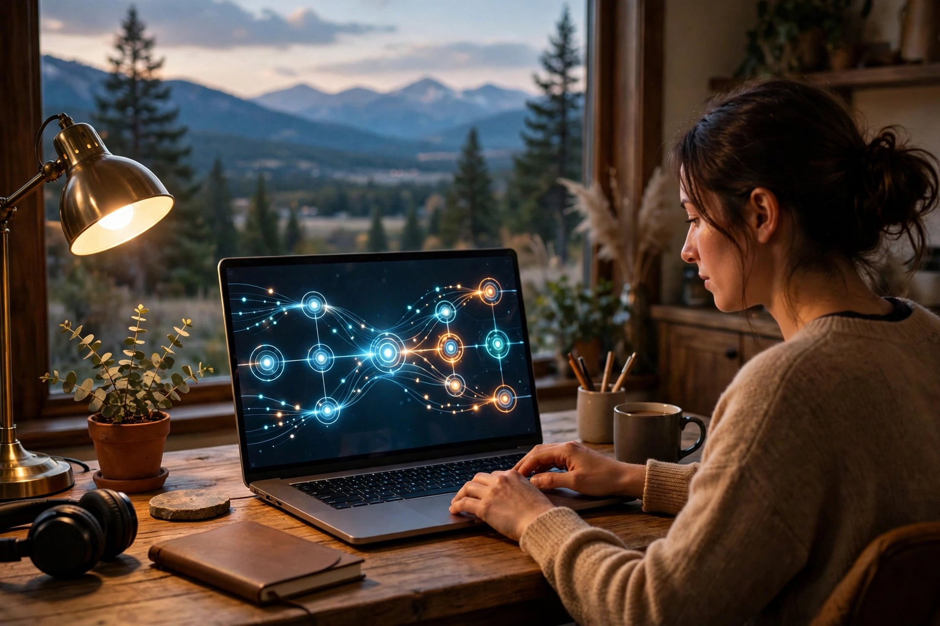 A person using the Claude app on a laptop as auto mode runs agentic tasks without step-by-step approvals