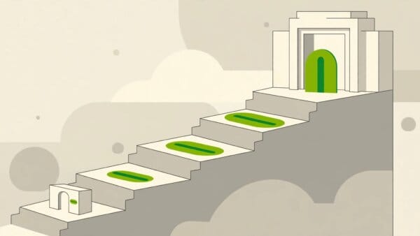 Illustration of Claude pricing tiers as ascending steps from a free plan to enterprise contracts