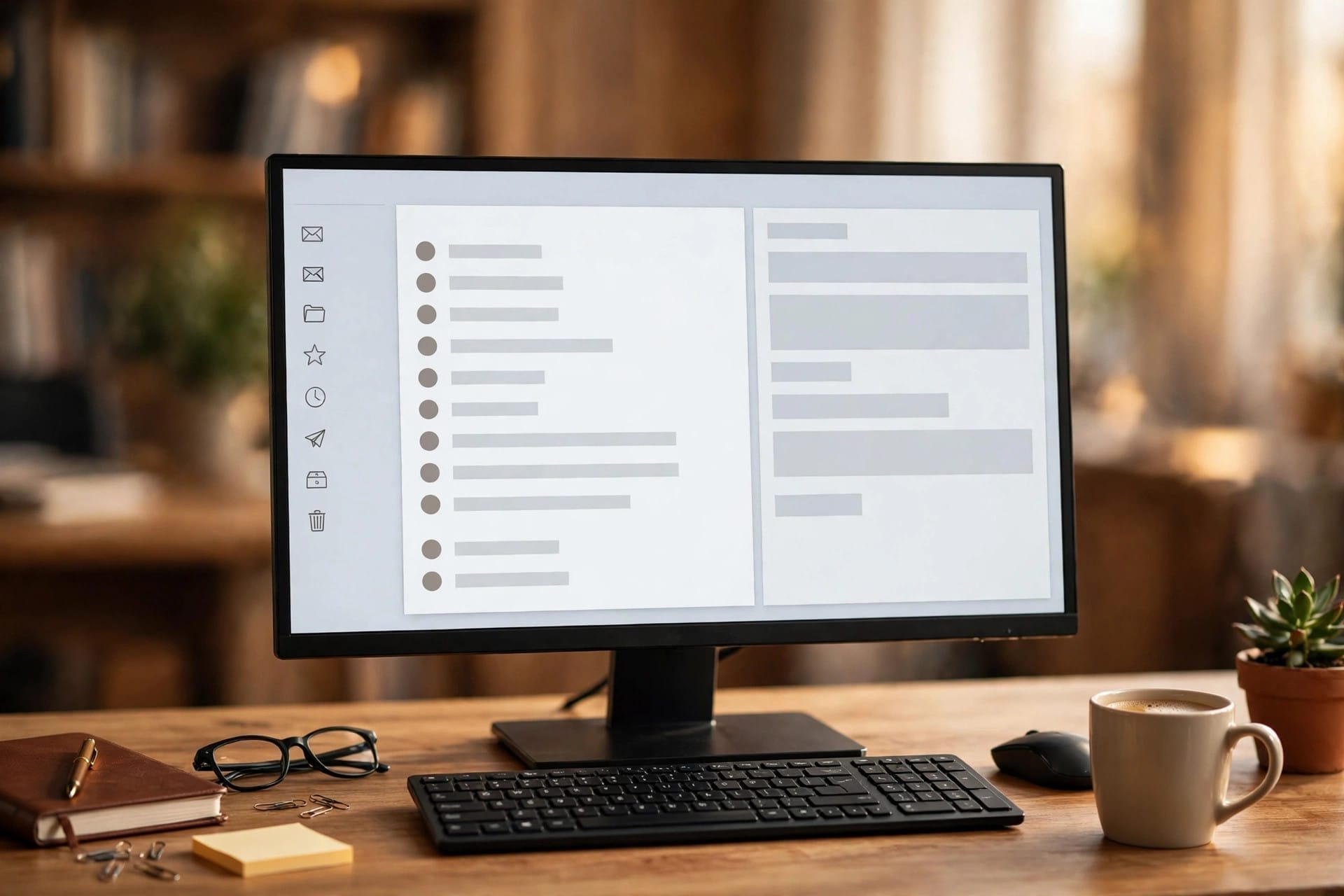 A desktop computer showing an email application, illustrating Outlook users affected by the Copilot Prioritize retirement