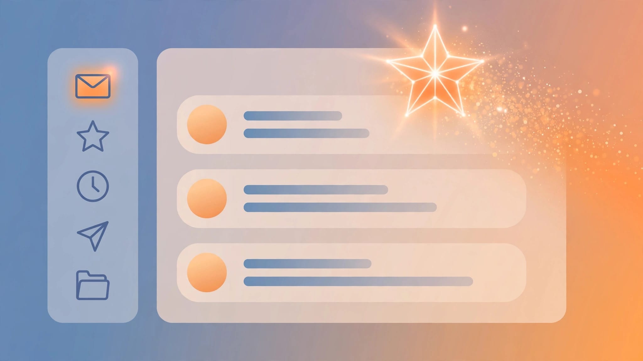 An email inbox illustration with a fading AI star, illustrating Microsoft retirement of Copilot Prioritize in Outlook