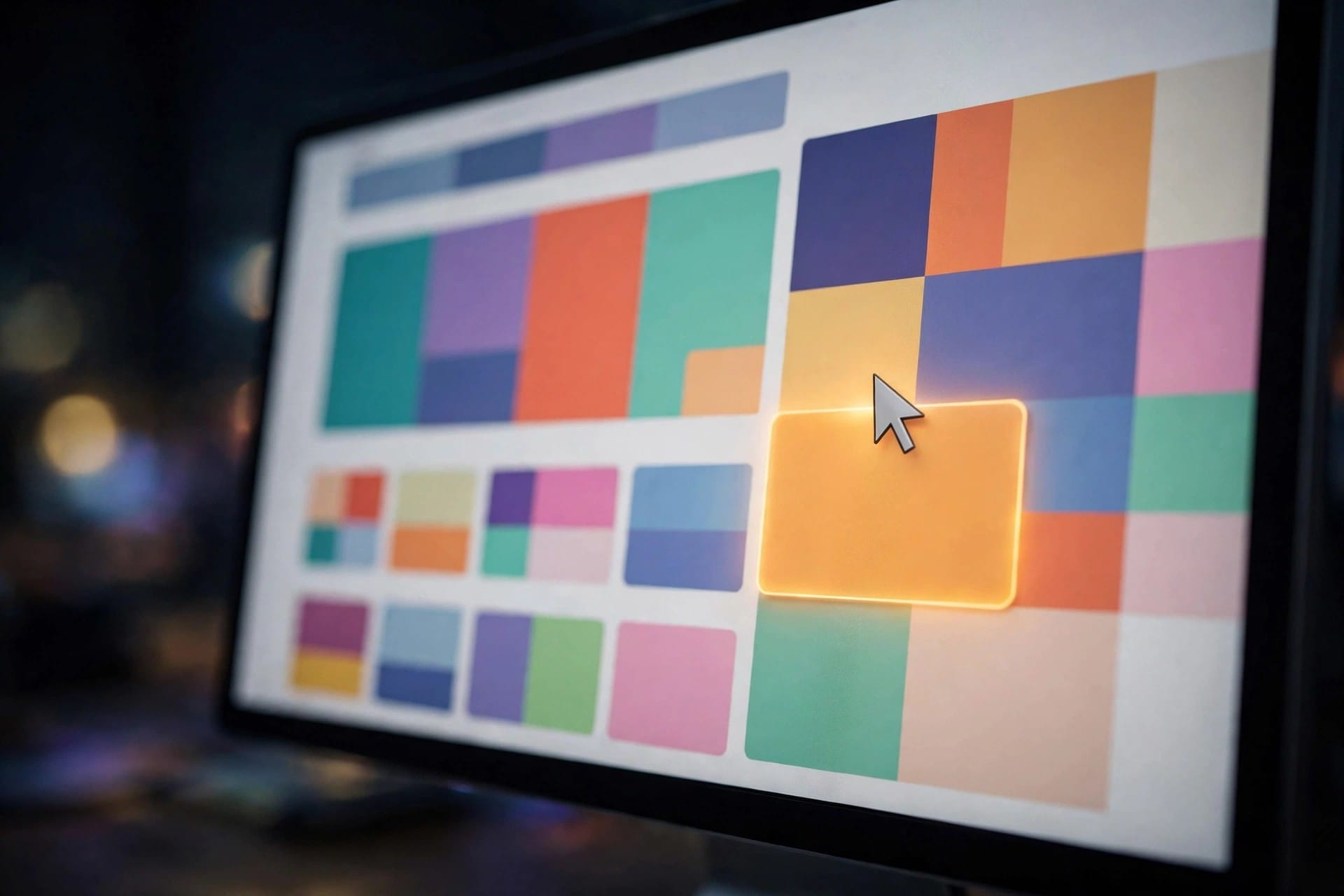 Screen with a cursor hovering over a highlighted interface element
