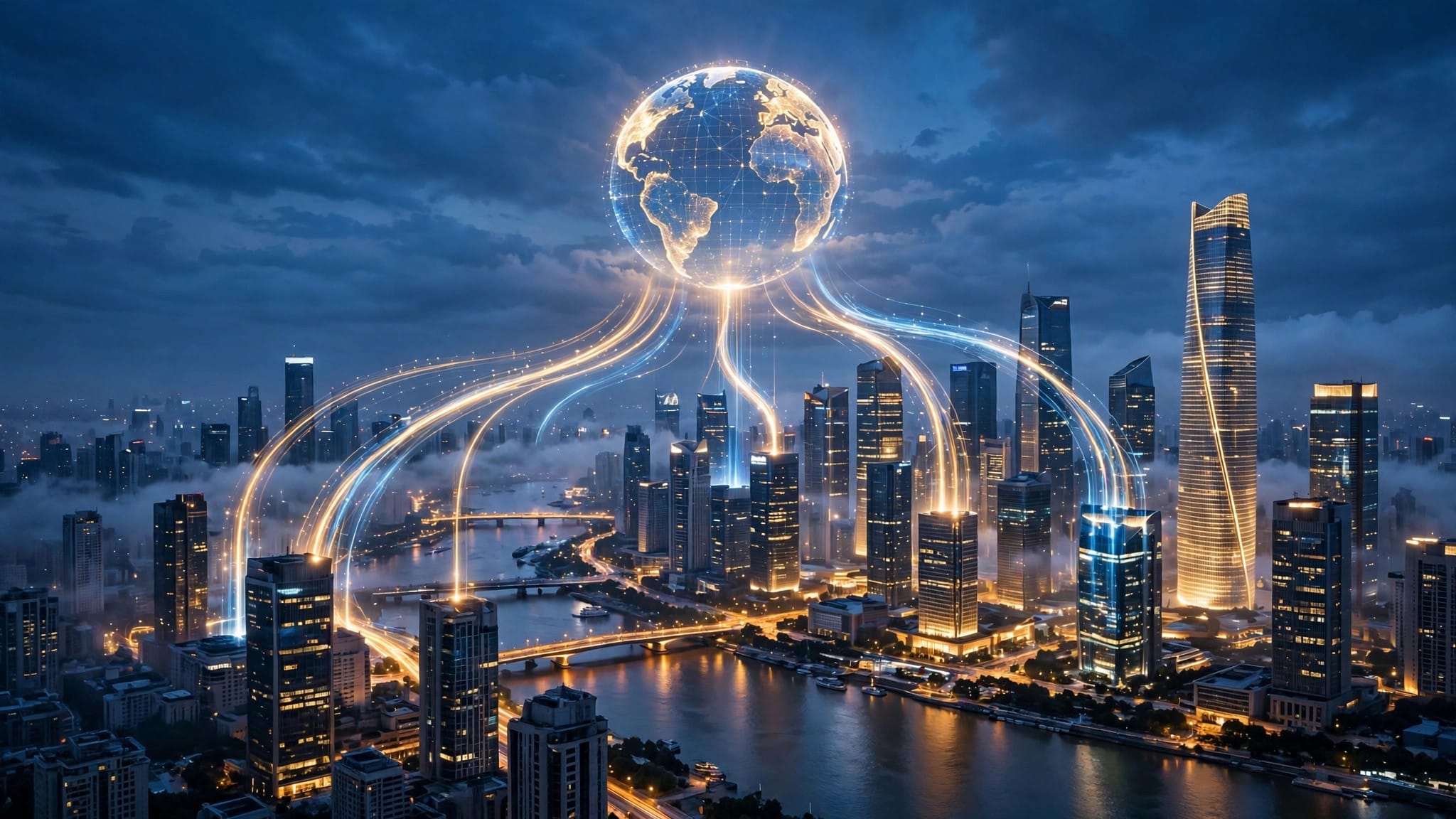 DeepSeek and MiniMax cleared for global model deployment under Beijing export rules, illustrated over a Chinese tech skyline