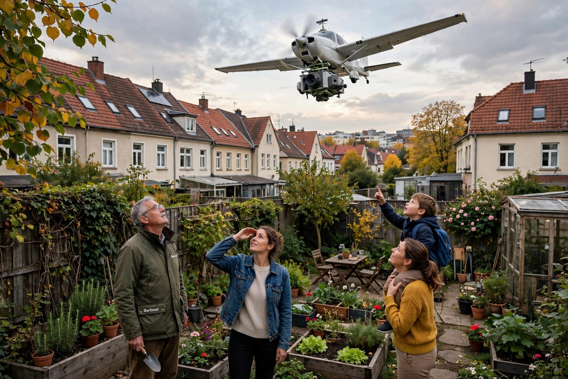 Aerial mapping photography over Frankfurt rooftops and private gardens at the centre of the Google consent ruling