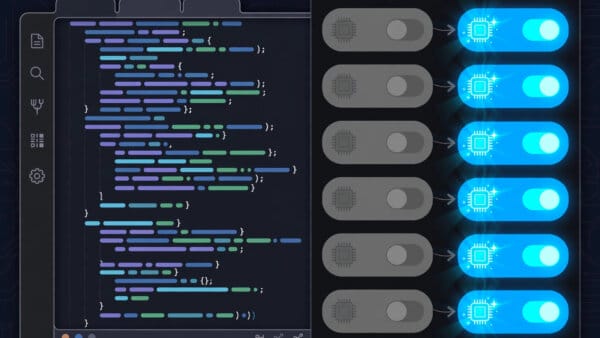 GitHub Copilot model picker with six old AI model chips switching off beside new brighter replacement models