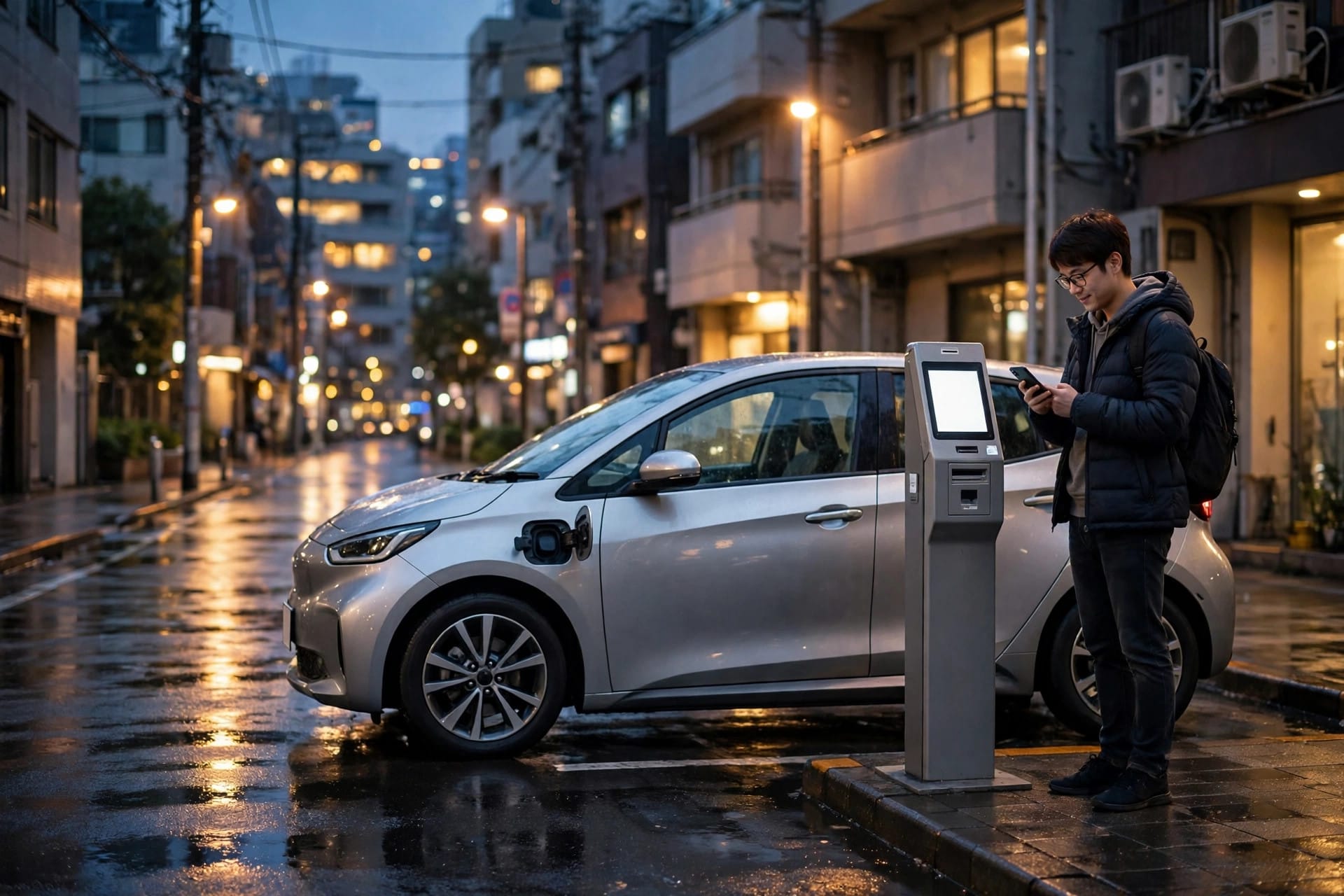 Car-sharing vehicle and smartphone payment in Tokyo, as Park24 pays customers 3,000 yen after a data breach