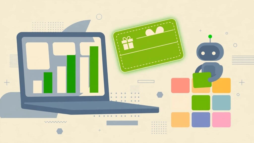 Illustration of a Google Ads AI-powered campaign dashboard with a $400 promotional credit voucher