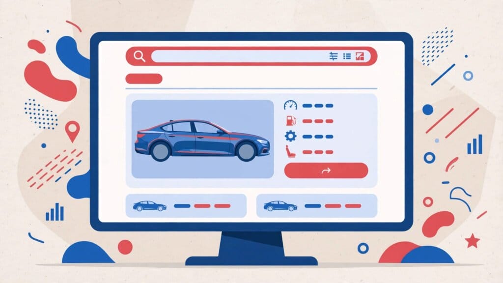 Google Ads automotive model feeds Vehicle Top Ads showing a car in search results