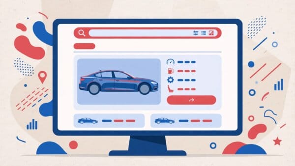 Google Ads automotive model feeds Vehicle Top Ads showing a car in search results