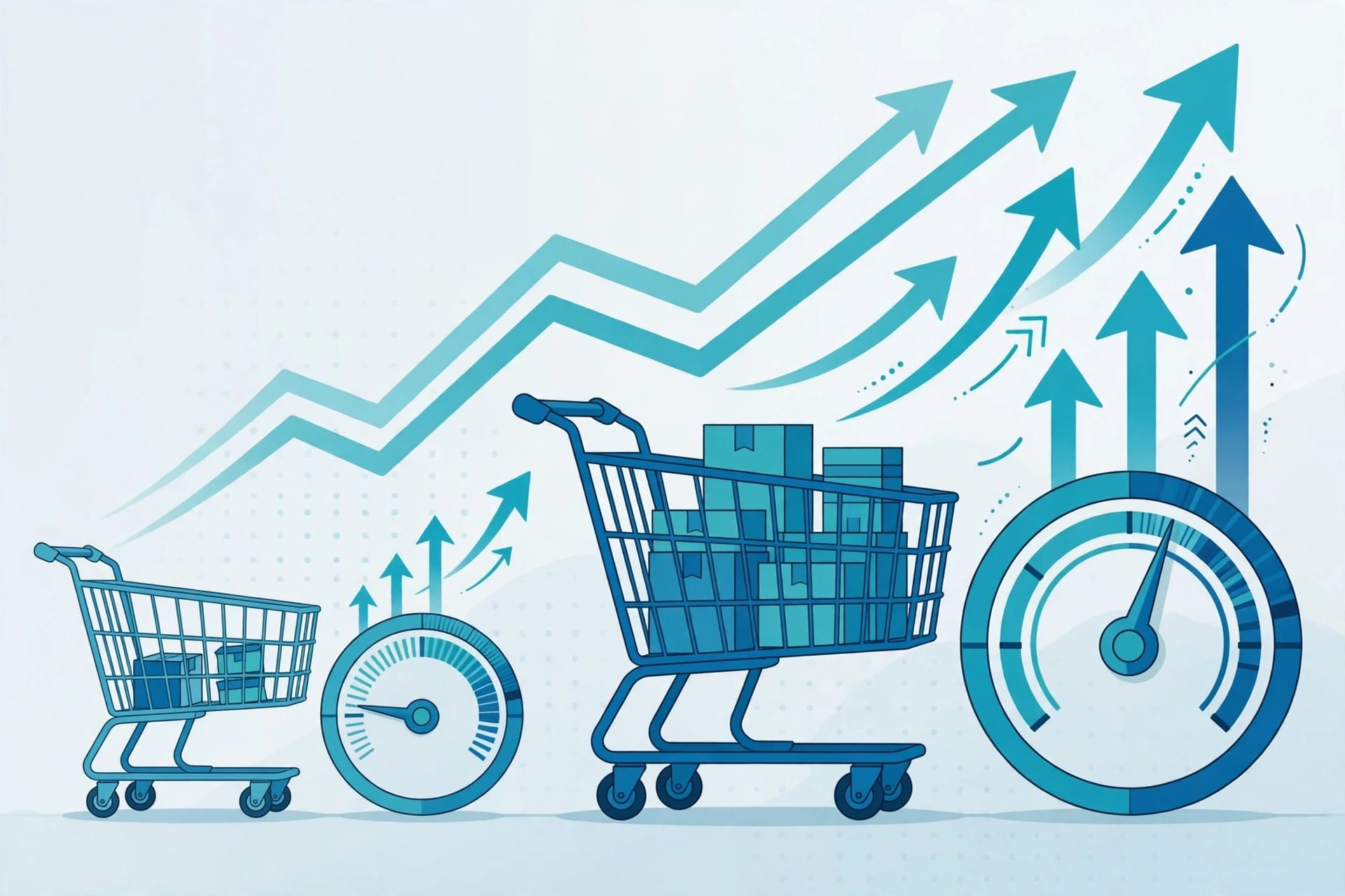 Google Ads percentage multipliers scaling bids proportionally for a small and a large shopping cart