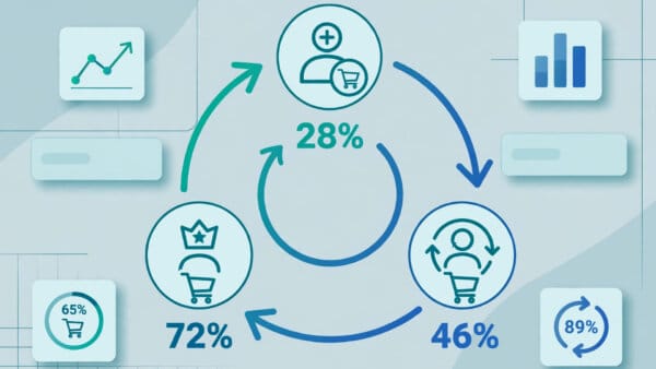 Google Ads customer lifecycle goals dashboard showing new, returning and loyal customer stages in a circular journey
