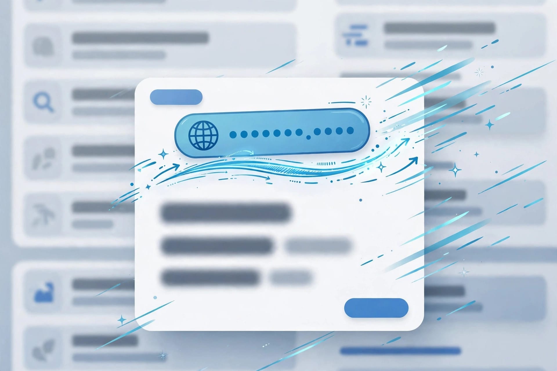 A close-up of an ad snippet with an animated underline on the domain name chip