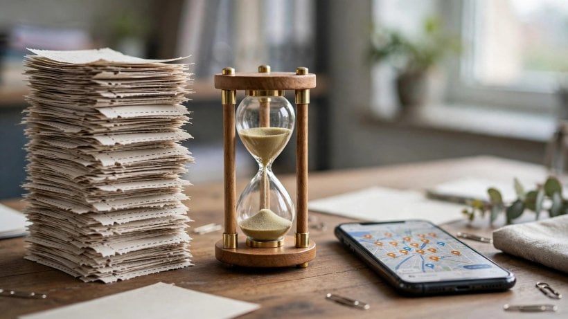 Support ticket queue and hourglass illustrating extended Google review appeal processing times