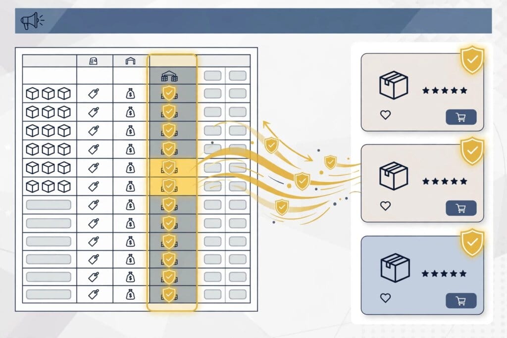 Merchant Center warranty attribute fields in a product feed for a retail product