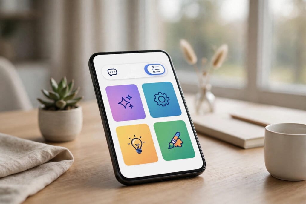 A smartphone showing Gemini's chat interface with stackable Skills cards, as Google renames Gems to Skills