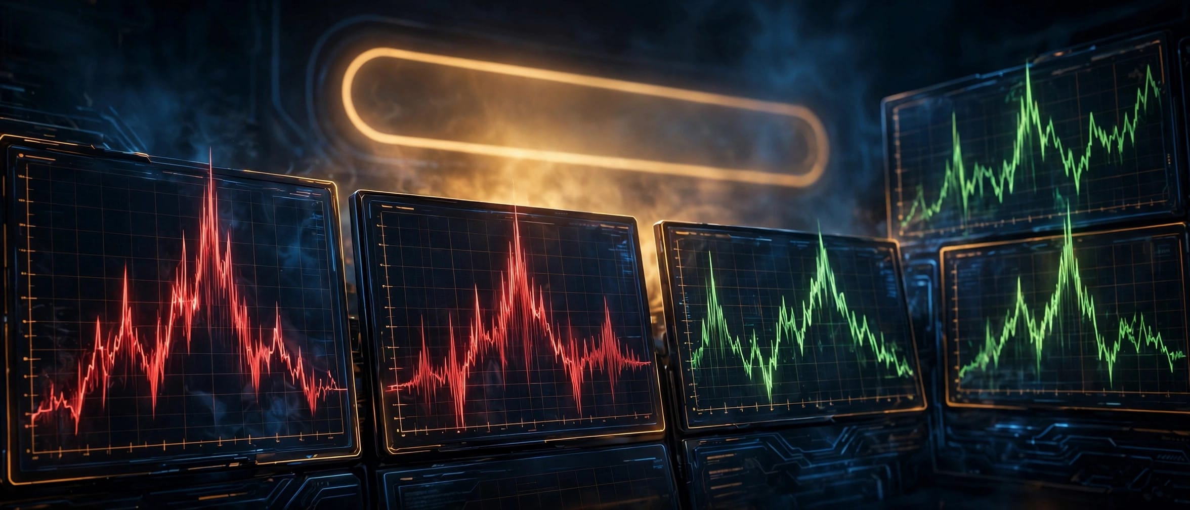 Turbulent Google search ranking graphs spiking across analytics dashboards