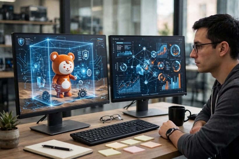 AI agent preparing a software fix in a Grafana Managed Sandbox while an engineer reviews it