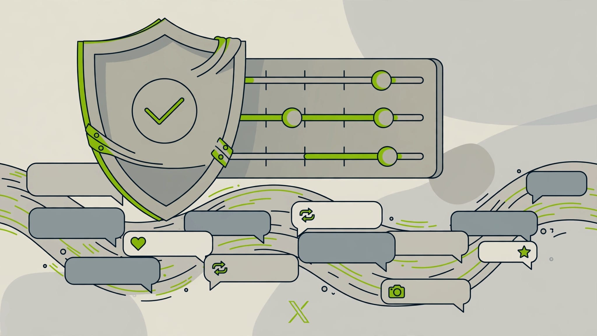 Illustration of content moderation questions around Grok on X