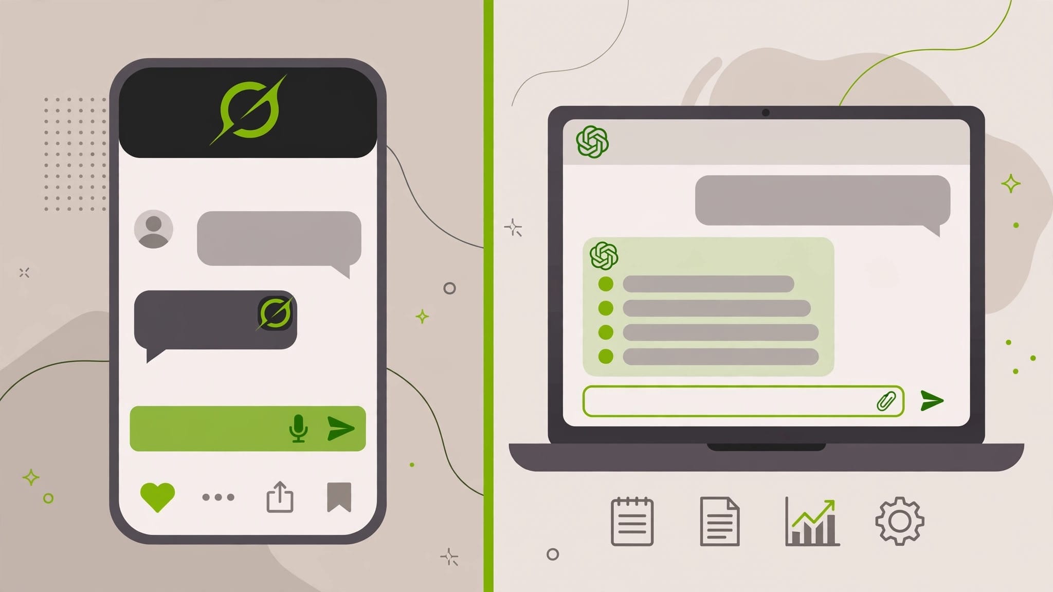 Illustration of the different interfaces of Grok on X and ChatGPT