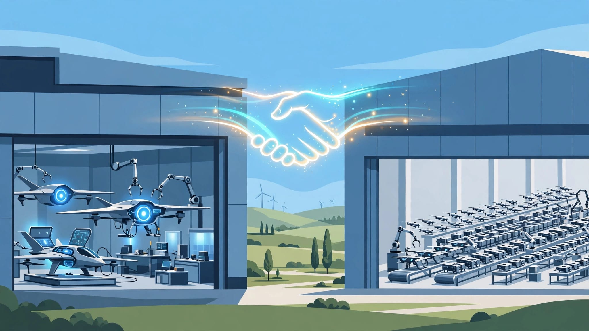 Helsing and Destinus facilities linking AI strike drones with interceptor production under their commercial partnership