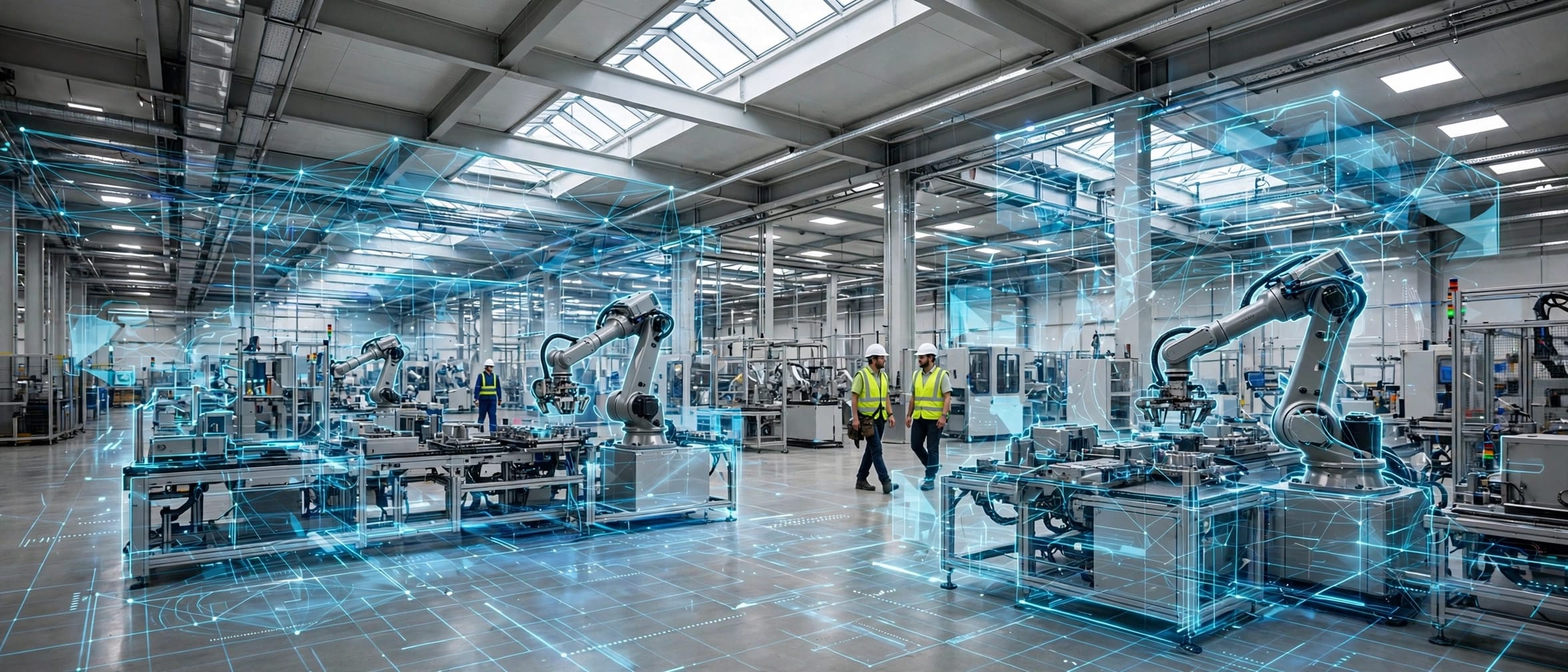 Automated factory floor with robotic equipment