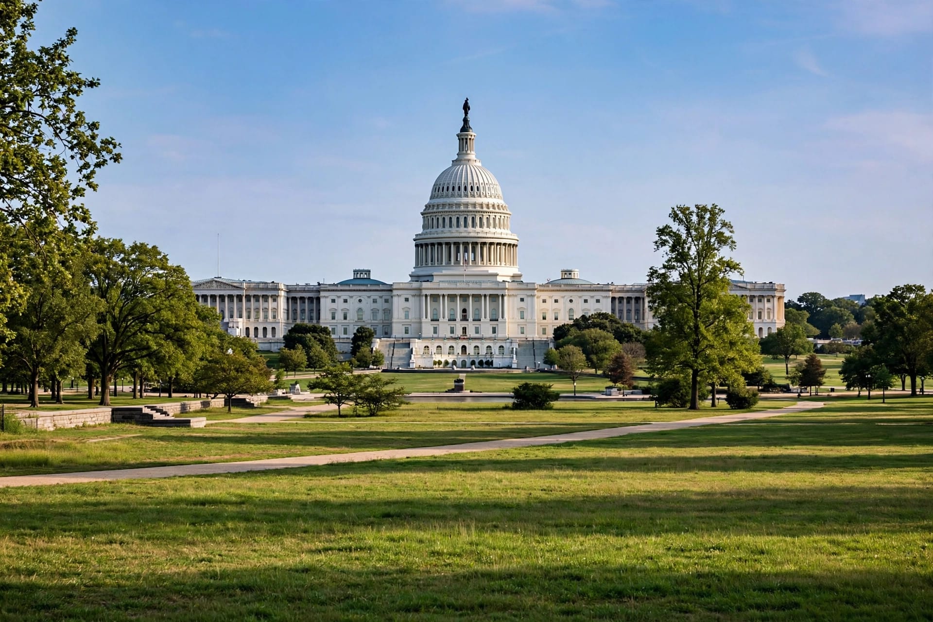 The United States Capitol building on a clear day