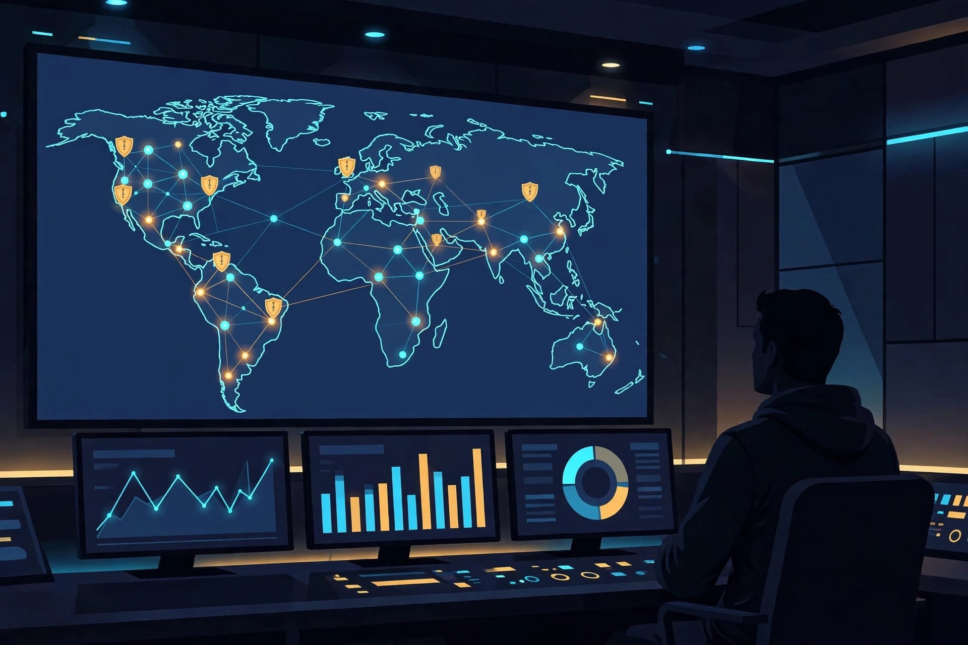 Network security operations center screen showing a world map of exposed GPU monitoring endpoints identified by Lava
