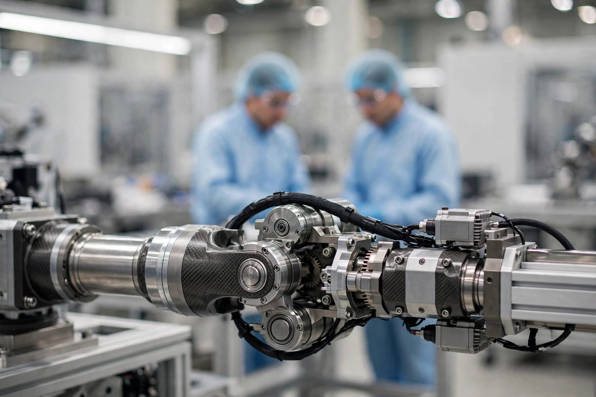 Robot arm mechanism on a manufacturing line