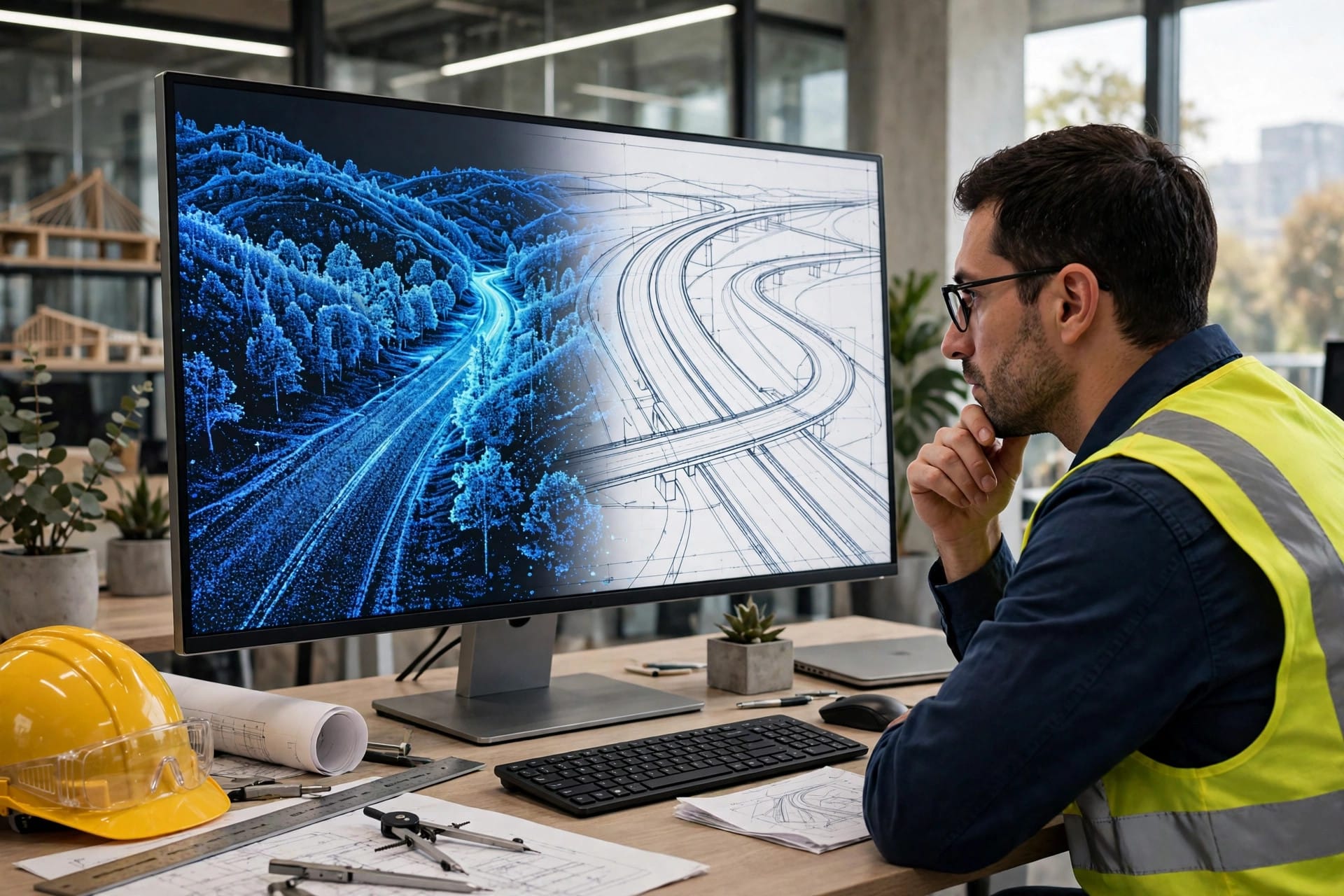 Mach9 AI CAD software turning a LiDAR road scan into an engineering blueprint for its $34 million Series A story