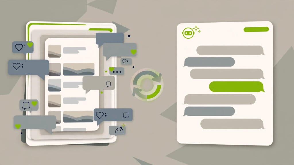 Illustration comparing the Meta AI assistant with ChatGPT side by side