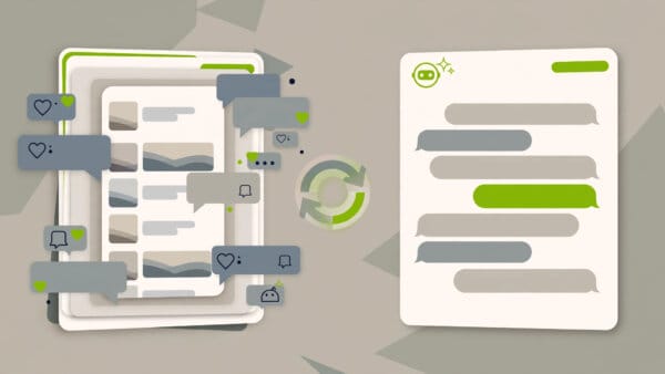 Illustration comparing the Meta AI assistant with ChatGPT side by side