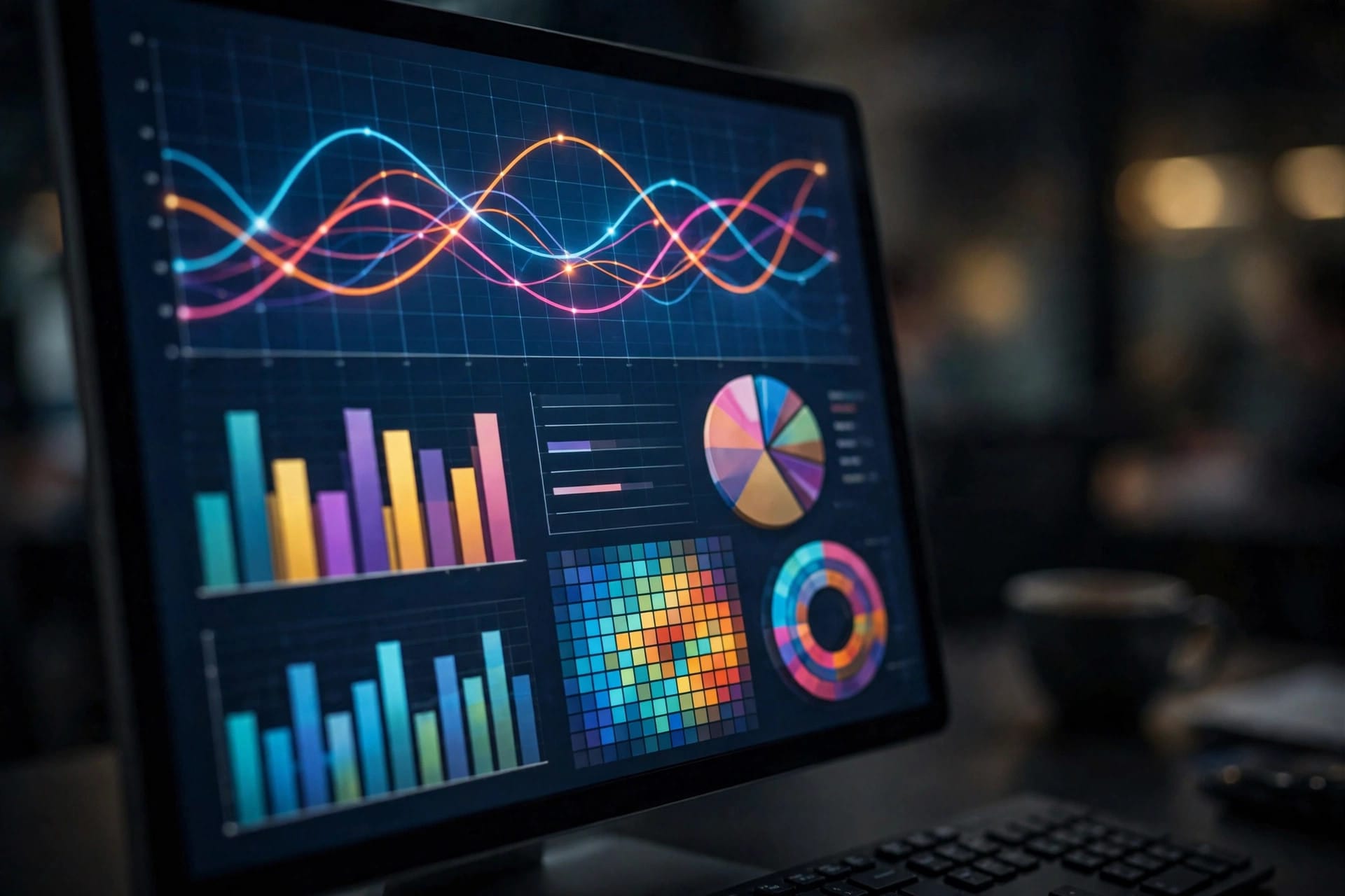 Close-up of an analytics dashboard on a computer screen, illustrating Sundial's self-service AI analytics tools