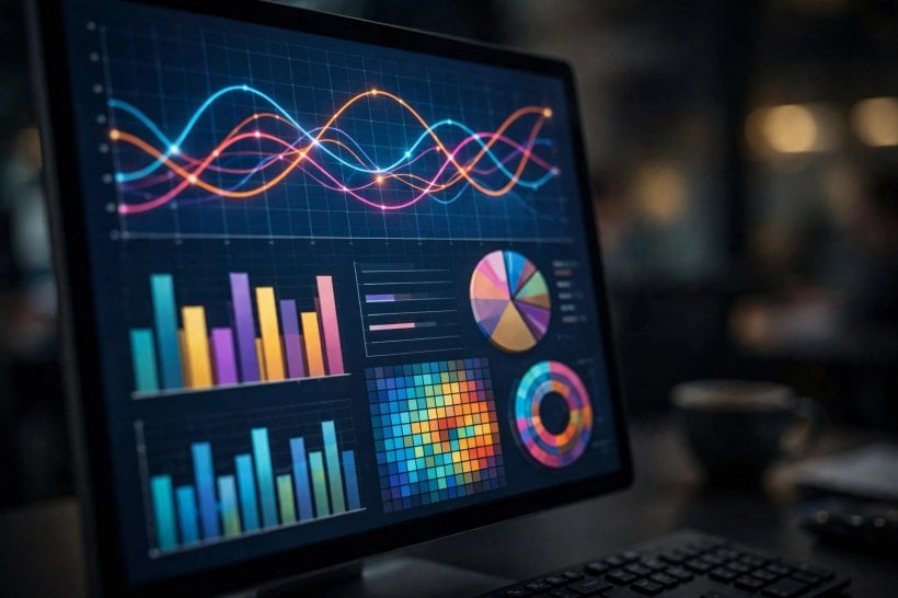 Close-up of an analytics dashboard on a computer screen, illustrating Sundial's self-service AI analytics tools