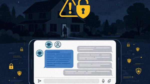 Meta Muse agent messaging a Marketplace buyer while a stranger waits at the sellers door at night